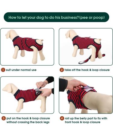 Kuoser Dog Recovery Suit for Male Dogs - Breathable Post-Op Body with Leakage Protection | Anti-Licking & Wound Care - XS Red Striped (1 Pack) - Buy Online on GoSupps.com