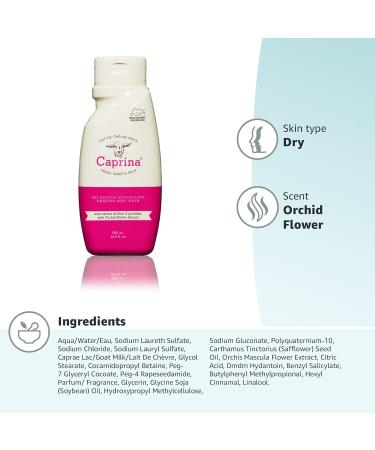 Caprina by Canus Body Wash - Moisturizing Goat Milk & Orchid Oil 16.9 Fl Oz - Gentle Soap with Vitamins A B2 B3 - International Shipping Available - Buy Online on GoSupps.com