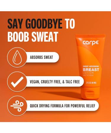 Carpe No-Sweat Breast (Pack of 3) - Helps Keep Your Breasts and Skin Folds Dry - Sweat Absorbing Lotion - Helps Control Under Breast Sweat - Great For Chafing and Stain Prevention 2.03 Fl Oz (Pack of 3) - Buy Online on GoSupps.com