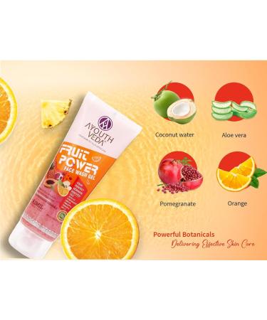 Ayoutthveda Fruit Face Wash Gel - Glowing Skin Vitamin A & C Anti-Oxidants Gentle Exfoliating Cleanser for All Skin Types - 100ml - Buy Online on GoSupps.com