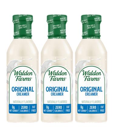 Walden Farms Original Cream Coffee Creamer, 12 oz. Bottle, Fresh Flavored Non-Dairy Milk Substitute, Natural and Liquid, Gluten Free and 0g Net Carbs, Vegan Friendly, 3 Pack Bottles 0.51 Fl Oz (Pack of 3)
