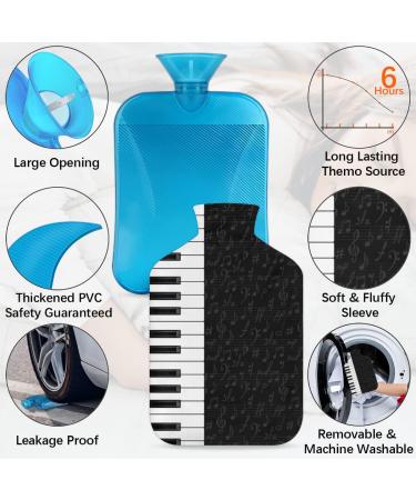 Heat Bottle with Music Piano Buttons | Fluffy Cover 2L Capacity Hot Water Bottle for Pain Relief & Cozy Nights - Buy Online on GoSupps.com