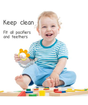 Langmeil Upgrade Silicone Pacifier Clip for Boys and Girls - Soft and Flexible Pacifier Holder - Ideal for Teething - Perfect Baby Shower or Birthday Gift (Blue & White) - Buy Online on GoSupps.com