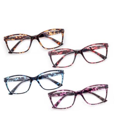 HEEYYOK 4 Pack Reading Glasses Men Women Ladies Men Oversized Reader Comfort Spring Hinge Clear Lens with Bag