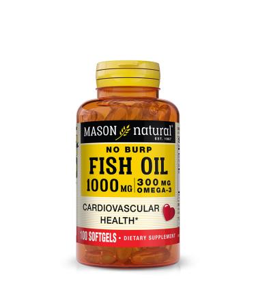 MASON NATURAL No Burp Fish Oil 1000 mg Omega-3 300 mg 100 Softgels