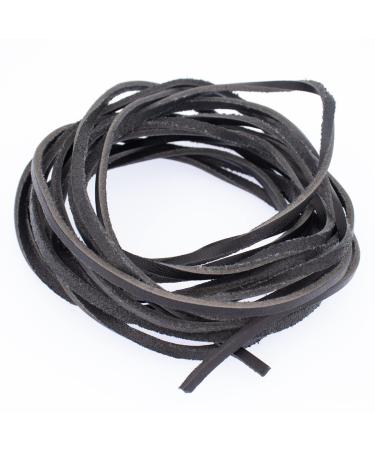Faierlnn 3MM Wide Flat Leather Cord, 5 Yards Long 2MM Thick Natural Leather Laces, Braiding Leather String for Jewelry Making, Leather Shoes Laces and DIY Crafts - Black Cord - Black 3MM x 5Yard