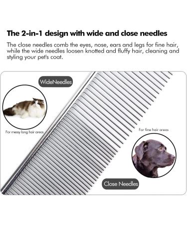 Pet Steel Comb Stainless Steel Dog Comb with Rounded Teeth Slicker Cat Dog Combs for Grooming Metal Cat Dog Combs for Matted Hair Flea Comb 2 Pcs 7.5 x 1.6 IN* 6.3 x 1.2 IN - Buy Online on GoSupps.com