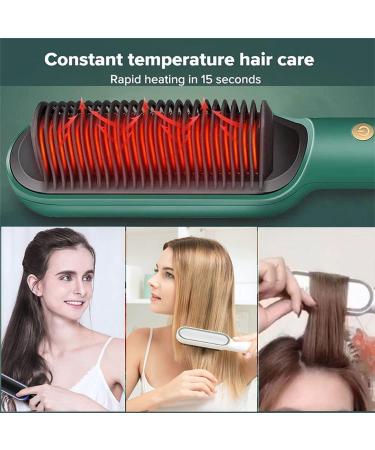 Negative Ion Hair Straightener Styling Comb 2 in 1 Hair Straightener Brush and Curler Portable Electric Straightening Comb Heated Hair Brush with 5 Temp (White) - Buy Online on GoSupps.com