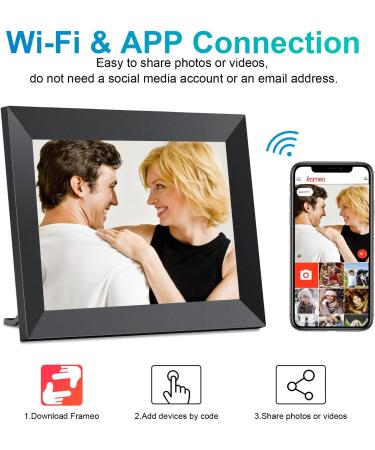 Frameo 10.1 Inch WiFi Digital Picture Frame | 1280x800P IPS Touch Screen | 16GB Storage | Video Clips & Slide Show | Instant Photo Sharing via Free APP - Buy Online on GoSupps.com
