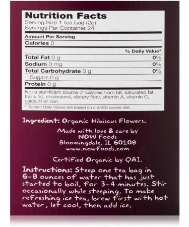 Now Foods Organic Hip Hibiscus Tea - Caffeine-Free 24 Bags | Enjoy Refreshing Herbal Wellness - Buy Online on GoSupps.com