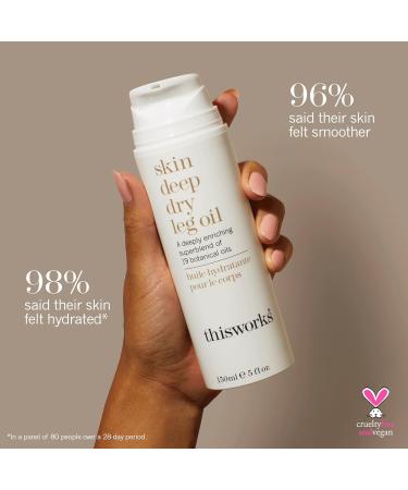 This Works Skin Deep Dry Leg Oil 150 ml - Body Oil for Dry Skin - Nourishing Body Moisturiser Enriched with 19 Essentials Oils including Sandalwood Jojoba Coconut and Rose Oil for a Hydrating Glow - Buy Online on GoSupps.com