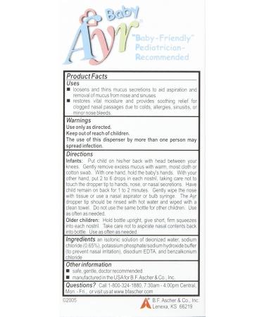 AYR Baby Saline Nasal Spray/Drops 1 Fl Oz - Gentle Relief for Congestion (Pack of 1) - Buy Online on GoSupps.com