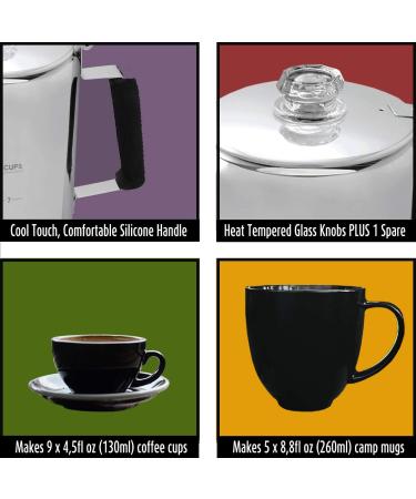 Frog Warrior Camping Coffee Pot - 9 Cup Percolator for Camps, Cabin, and RV Stovetops - Buy Online on GoSupps.com