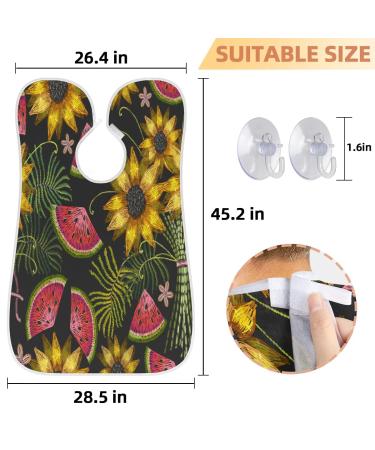 Watermelon Flower Beard Bib Apron for Men | Non-Stick Waterproof Grooming Cape with 2 Suction Cups - Perfect Gift for Shaving & Trimming - Buy Online on GoSupps.com