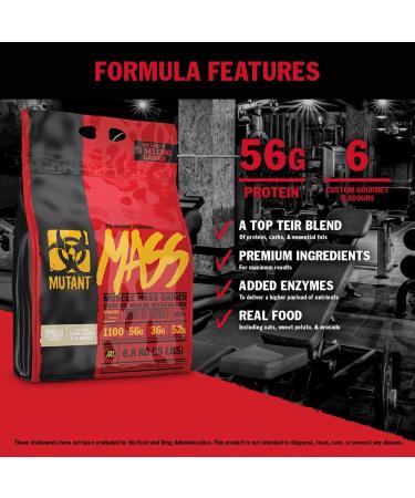 Mutant Mass Weight Gainer Protein Powder 5 lbs - 1100 Calories, 56g Protein, Triple Chocolate Flavor - Build Muscle Size and Strength with Essential Amino Acids and BCAAs - Buy Online on GoSupps.com