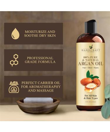 Handcraft Blends Soften & Soothe Set: Moroccan Argan Oil (8 Fl Oz) and Lavender Essential Oil (4 Fl Oz) 100% Pure & Natural for Silky Hair Skin and Relaxation - Buy Online on GoSupps.com