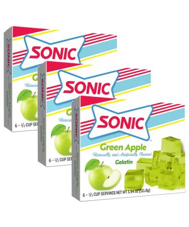 Sonic Gelatin Mix, Green Apple, 3.94 OZ (Pack of 3)