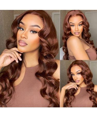 UNICE Copper Red Body Wave 13x4 Lace Front Wig 18 Inch - Pre Plucked Human Hair with Baby Hair for Dark Skins - 150% Density - Buy Online on GoSupps.com