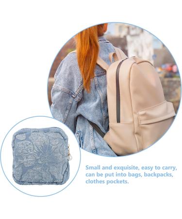 Multifunctional Sky-Blue Storage Bag for Women's Essentials - Bandages Menstrual Cosmetic Diaper & More - 11x11x3cm - Buy Online on GoSupps.com
