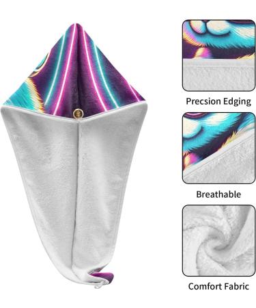 Buy Dj Rabbit Colorful Neon Light Hair Towel 2 Pack | Super Absorbent Quick Dry Hair Turbans for Women & Girls - Ideal for Fast Hair Drying - Buy Online on GoSupps.com