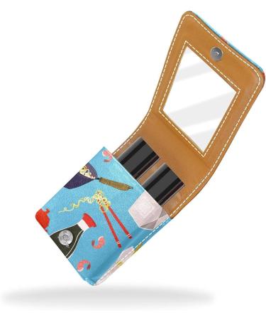 Portable Noodles Lip Gloss Holder & Makeup Bag | Mini Lipstick Organizer Case with Mirror for Women - Multicolored 9.5x2x7 cm - Buy Online on GoSupps.com