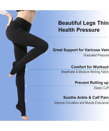 Buy Medical Compression Pantyhose 20-30 mmHg for Women & Men | Open Toe Support Stockings for Edema & Varicose Veins - Black Medium - Buy Online on GoSupps.com