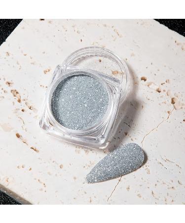 Sparkling Diamond Holographic Nail Glitter Powder - Reflective Silver Dust for Acrylic Nail Art - 1pcs Gray - Buy Online on GoSupps.com