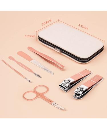 Stainless Steel Manicure Pedicure Set with Nail Clippers and Grooming Tools in Rose Gold Case - Portable Travel Kit - Buy Online on GoSupps.com
