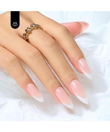 Beetles French Press On Nails - Medium Almond White Nude Soft Gel Glue-On Kit | All Season 12 Sizes | Perfect Gift for Nail Lovers - Buy Online on GoSupps.com