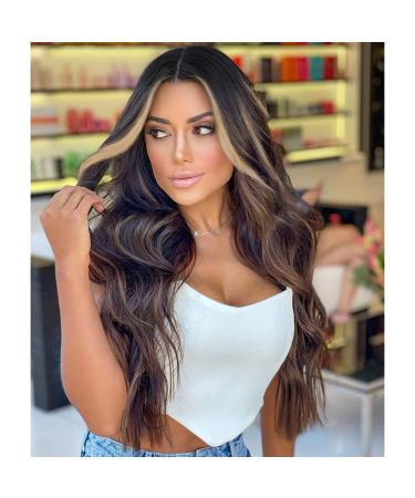 24 Inch Brown Wavy Highlight Wig | Synthetic Women's Wig for Daily & Party Wear - Buy Online on GoSupps.com