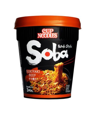 NISSIN Soba Cup - Sukiyaki Beef flavor - 1 box of 8 cups of 89g