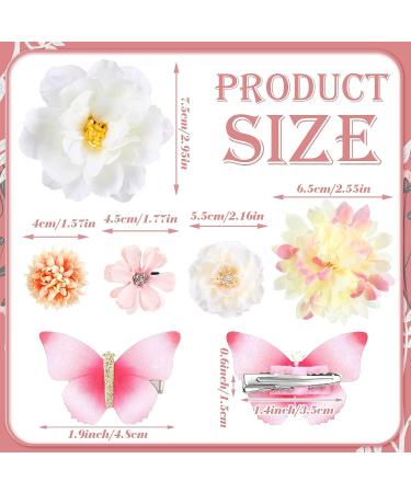 Bencailor 30-Piece Handmade Flower Butterfly Hair Clips - Realistic Floral Hair Accessories for Bride Women Wedding Girls (Pink White) - Buy Online on GoSupps.com