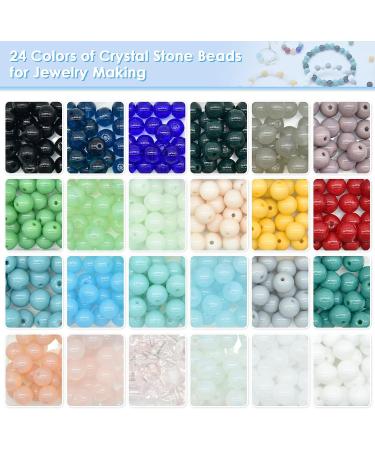 KOTHER 600PCS 8mm Glass Beads Jewelry Making Kit - 24 Color Round Gemstone Beads for Bracelet Making, Healing Chakra Beads - Perfect for Beginners - Buy Online on GoSupps.com
