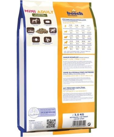 Bosch HPC Mini Adult Dog Food | Fresh Poultry & Millet | Dry Food for Small Breeds (Up to 15 kg) | 3 kg Pack - Buy Online on GoSupps.com