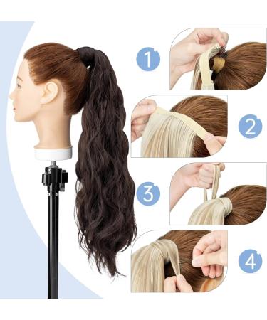 Silk-co Brazilian Virgin Body Wave Clip-in Ponytail Hair Extension 24 Dark Brown - 100% Unprocessed Synthetic Hairpiece for Women - Buy Online on GoSupps.com