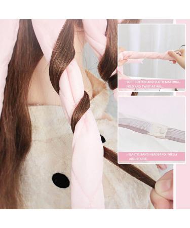 Heatless Curling Rod Headband - Pink Silky Lazy Wavy Hair Set | DIY Hair Styling Tool with 4 Clips for Long Hair - Buy Online on GoSupps.com
