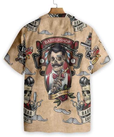 HYPERFAVOR Skull Barber Shirts for Men- Casual Short Sleeve Barber Skull Shirt Men- Barber Hawaiian Shirts for Men Large V6 - Buy Online on GoSupps.com