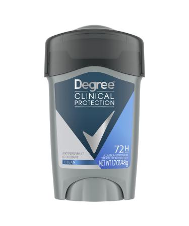 Degree Men Antiperspirant Deodorant Clean 72-Hour Sweat & Odor Protection Prescription-Strength Antiperspirant For Men with MotionSense Technology 1.7 oz Fresh 1.7 Ounce (Pack of 1)