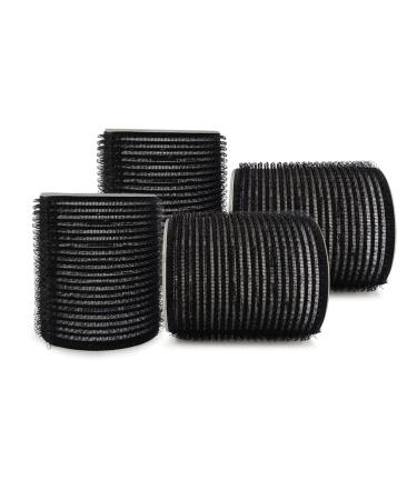 4Pcs Hair Rollers Self-stick Gripping Sticky Grip Salon Bangs Hairdressing Curlers Appliances Plastic Large Velcro Rollers for Hair Women Long Medium Wave Band Curling Tools Kit Diameter 3.6cm (Black)
