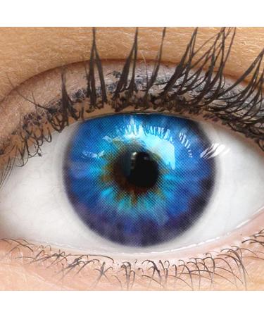 Glamlens Cagliari Blue Colored Contact Lenses - Monthly Hydrogel Soft Lenses (2 Pieces) - Natural Blue Color 2.00 Diopters Includes Lens Container - Buy Online on GoSupps.com