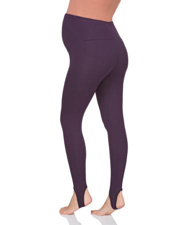FUTURO FASHION Women's Maternity Fleece-Lined Stirrup Leggings - Plum | Over Bump Belly Support | High Waisted Pants for Winter | Comfortable Pregnancy Cotton Leggings | Sizes 8-22 UK - Buy Online on GoSupps.com
