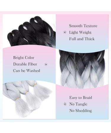 Tess Braids Extensions 60 cm - 3 Pack Jumbo Kanecalon Ombre Hair Braids #26 White/Black for Box Braids - 100g/bundle - Buy Online on GoSupps.com