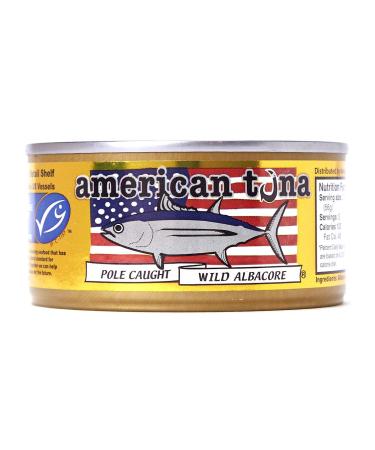 American Tuna MSC Certified Sustainable Pole & Line Caught Albacore Tuna, 6oz Can w/ Sea Salt, Caught & Canned in America, 1 Count.