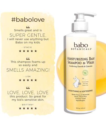 Babo Botanicals 2-in-1 Shampoo & Wash - Hypoallergenic Plant-Based Cleanser with Organic Calendula & Oat Milk for Sensitive Skin - 16 fl. oz. - Buy Online on GoSupps.com