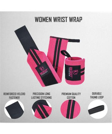 Premium Quality Women's Wrist Wraps with Thumb Loop - Pink | Beast Power Gear - Buy Online on GoSupps.com