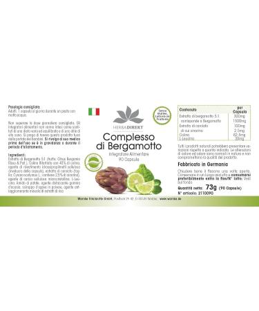 Bergamot Complex Capsules - 90 High-Dose Vegan Caps with Artichoke & Choline | Herbadirekt by Warnke - German Pharmacy Quality for Optimal Health - Buy Online on GoSupps.com