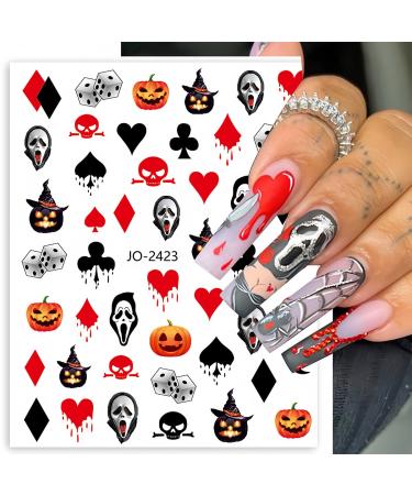 8 Sheets Halloween Ghost Nail Art Stickers - Cute 3D Self-Adhesive Designs for DIY Manicure - Horror Nail Decorations for Women & Girls - Buy Online on GoSupps.com