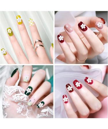 3D White Nail Flowers- 2 Set Acrylic Charms with Pearls, Caviar Beads, and Resin Decals for Women & Girls Nail Art - Buy Online on GoSupps.com