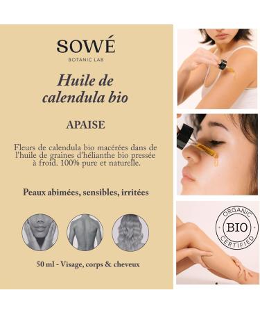  Sow CALENDULA OIL - ORGANIC MACERATE - DRY IRRITATED SENSITIVE DAMAGED SKIN - 50ml - Soothes and Revitalizes - Face Body and Hair - Complimentary Perfume - Buy Online on GoSupps.com