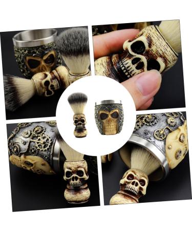 Minkissy Skull Beard Brush Set - Premium Shaving Brush with Resin Handle | Ideal for Men's Grooming | 9x7.2cm Skull Design - Buy Online on GoSupps.com